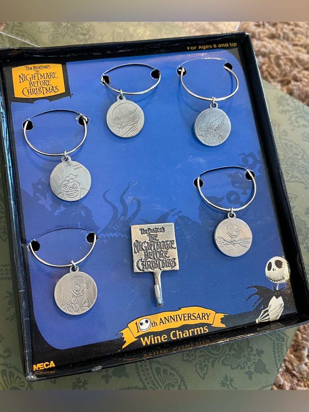 Disney Nightmare Before Christmas Wine Cocktail Drink Glass Charms Bar Decor